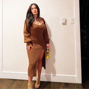 Brown sweater dress